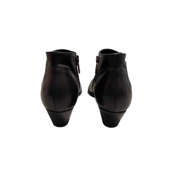 Vero Cuoio Italian Leather Low Heeled Booties Black‎ Side Zip Size 6.5 - Picture 7 of 7